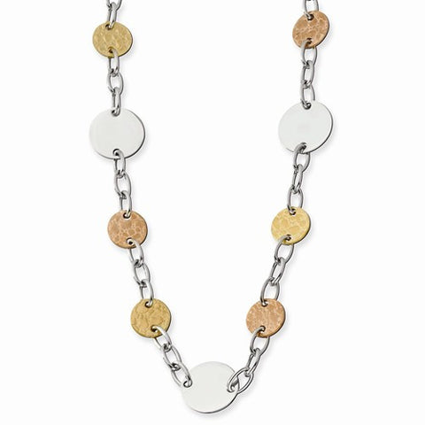 Stainless Steel Pink & Yellow Ip-Plated Circle Necklace