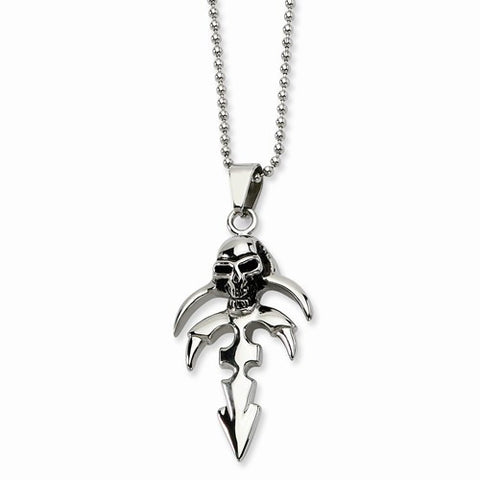 Stainless Steel Dagger Skull Pendant On Necklace