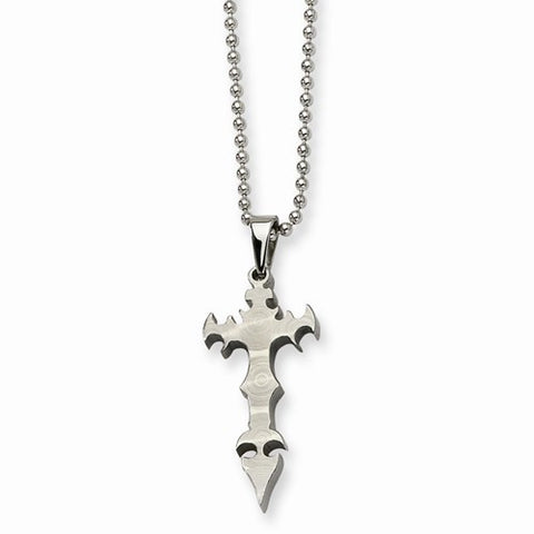 Stainless Steel Cross Dagger Pendant On Necklace