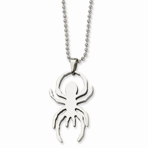 Stainless Steel Spider Pendant On Necklace