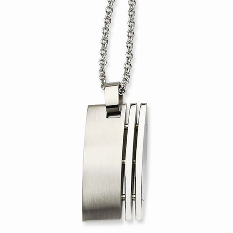 Stainless Steel Brushed Pendant On Necklace