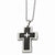 Stainless Steel Polished & Carbon Fiber Cross Necklace