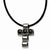 Stainless Steel Black Ip-Plated Beads Cross Necklace