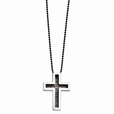 Stainless Steel Ip Black-Plated Cross Necklace