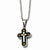 Stainless Steel Black & Yellow Ip-Plated Cross Necklace