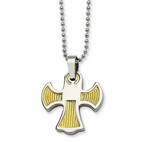 Stainless Steel Yellow Ip-Plated Cross Necklace