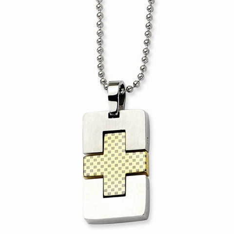 Stainless Steel Yellow Ip-Plated Cross Necklace