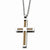 Stainless Steel Polished & Pink Ip-Plated Cross Necklace