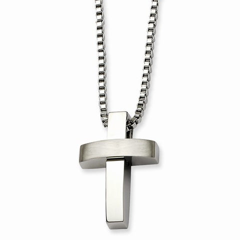 Stainless Steel Cross Pendant On Necklace