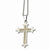 Stainless Steel Silverlay Cross Pendant On Necklace