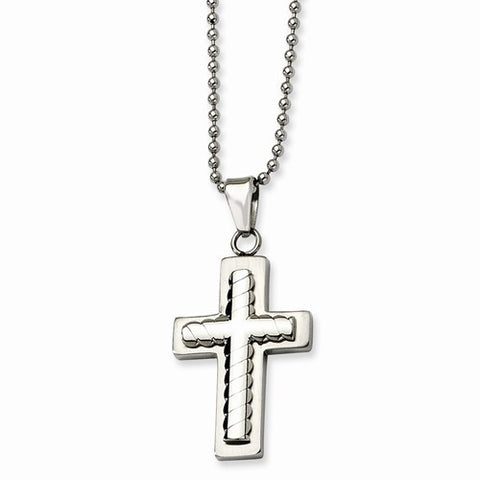 Stainless Steel Cross Pendant On Necklace