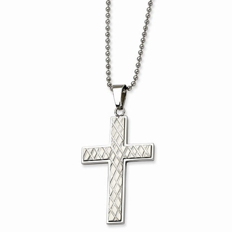 Stainless Steel Fancy Cross Pendant On Necklace