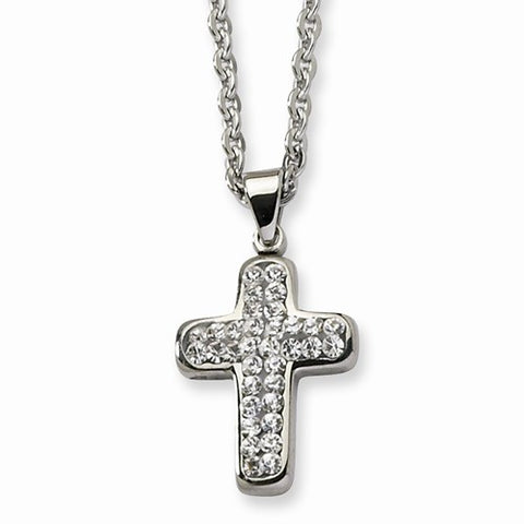 Stainless Steel Crystal Cross Pendant On Necklace