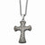 Stainless Steel Fancy Scroll Black-Plated Cross Pendant On Necklace