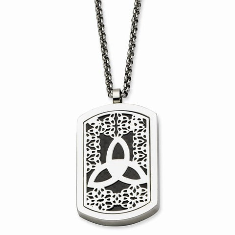 Stainless Steel Trinity Symbol Reversible Dog Tag Necklace