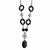 Stainless Steel Black Agate & Flowers Necklace