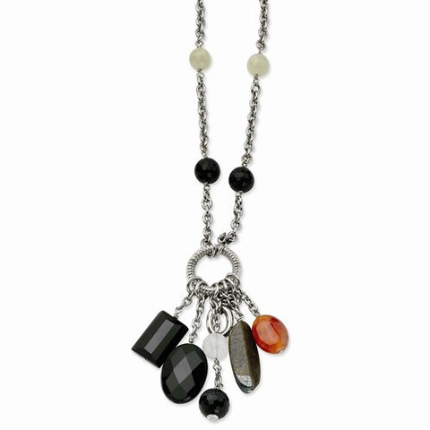 Stainless Steel Black Agate Necklace