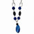 Stainless Steel Blue & Black Agate Necklace