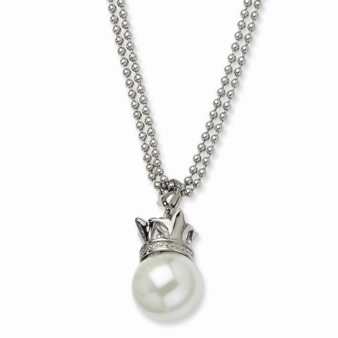 Stainless Steel Simulated Pearl Necklace