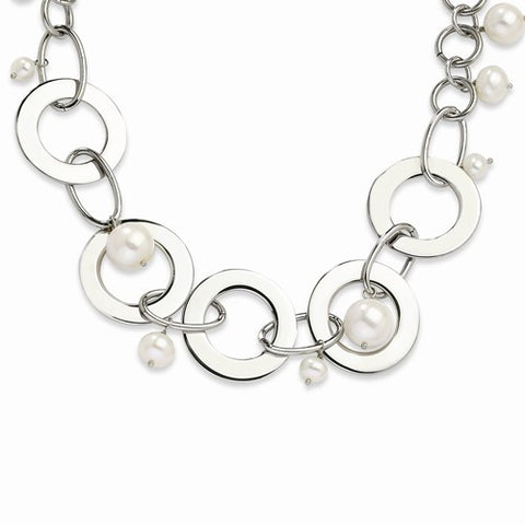 Stainless Steel Freshwater Cultured Pearls Necklace