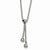 Stainless Steel Brushed & Polished Teardrop Y Necklace