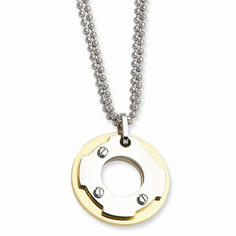 Stainless Steel Yellow Ip-Plated Circle Double Necklace