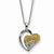 Stainless Steel Yellow & Clear Crystals Heart Pendant On Necklace