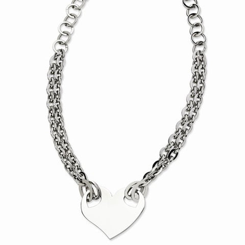 Stainless Steel Polished Heart Necklace