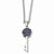 Stainless Steel Purple Crystal Key Pendant On Necklace