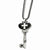 Stainless Steel Black Enamel Polished Key CZs Necklace