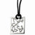 Stainless Steel Polished Square Flowers Cord Necklace