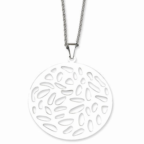 Stainless Steel Fancy Cutout Pendant On Necklace