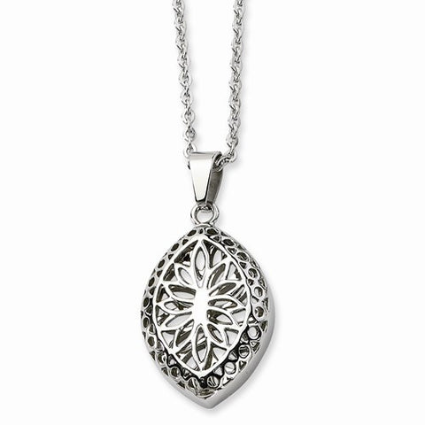 Stainless Steel Cutout Leaf Shaped Pendant On Necklace