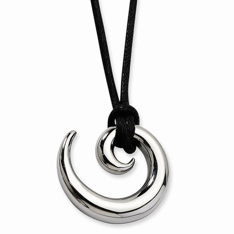 Stainless Steel Polished Swirl Cord Necklace