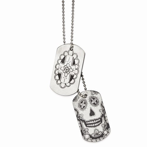 Stainless Steelfinity Skull Dog Tag Necklace