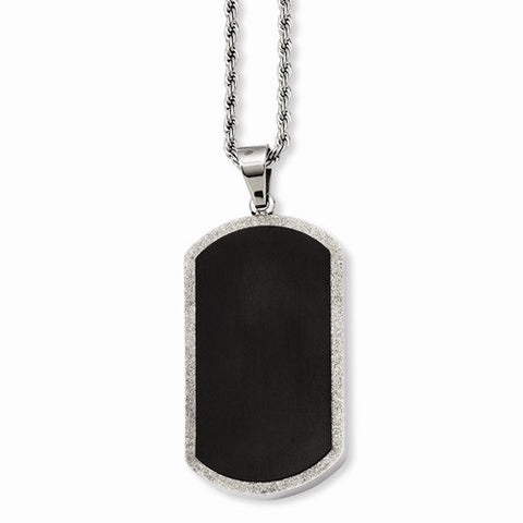 Stainless Steel Black-Plated Laser Cut Dog Tag Necklace