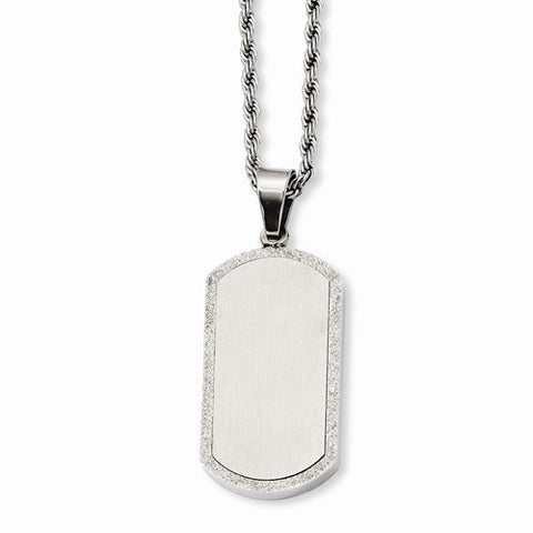 Stainless Steel Laser Cut Dog Tag Pendant On Necklace