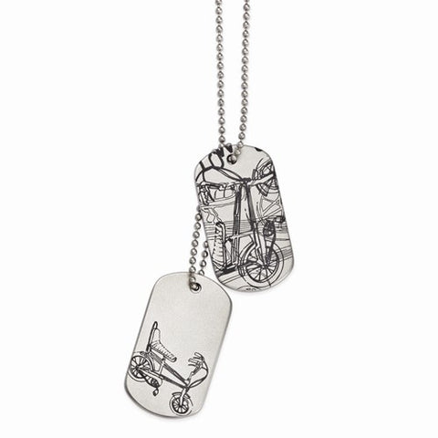 Stainless Steel Low Rider Military Tag Necklace