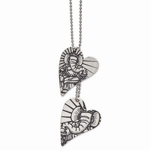 Stainless Steel Ganesh Heart Pendant On Necklace