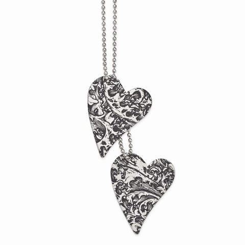 Stainless Steel Storm Heart Pendant On Necklace