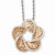 Stainless Steel Pink Ip-Plated Flower CZs Pendant On Necklace