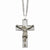 Stainless Steel Grey Carbon Fiber Crucifix Pendant On Necklace