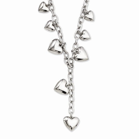 Stainless Steel Polished Hearts Y Necklace