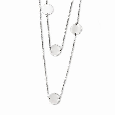 Stainless Steel Polished Discs MultistrandNecklace