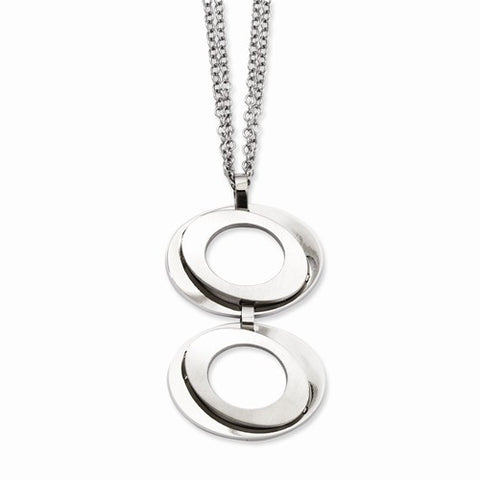 Stainless Steel Brushed & Polished Circles Necklace