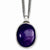 Stainless Steel Synthetic Amethyst Pendant On Necklace