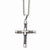 Stainless Steel Polished & Wire Cross Pendant On Necklace