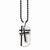 Stainless Steel Black Enamel Cross & Dog Tag CZ Necklace