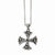 Stainless Steel Antiqued Cross Pendant On Necklace