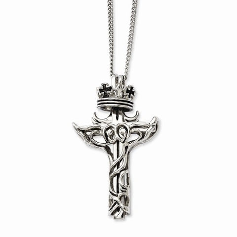 Stainless Steel Enameled Crown & Piece Cross Necklace